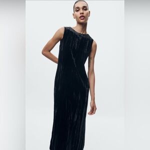 WRINKLED VELVET DRESS ZW COLLECTION NWT